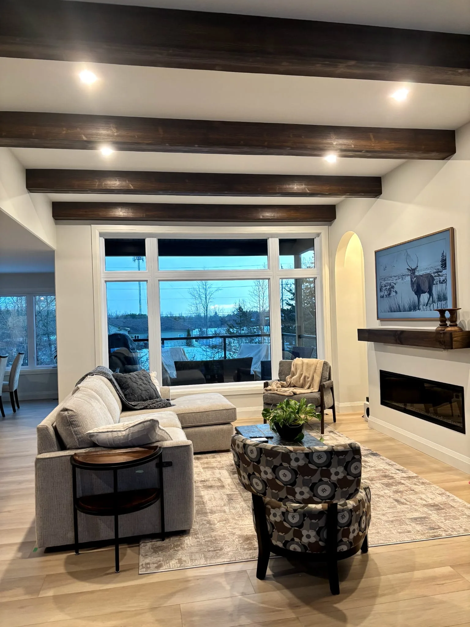 Timberlite decorative ceiling beams — living room, Norfolk County