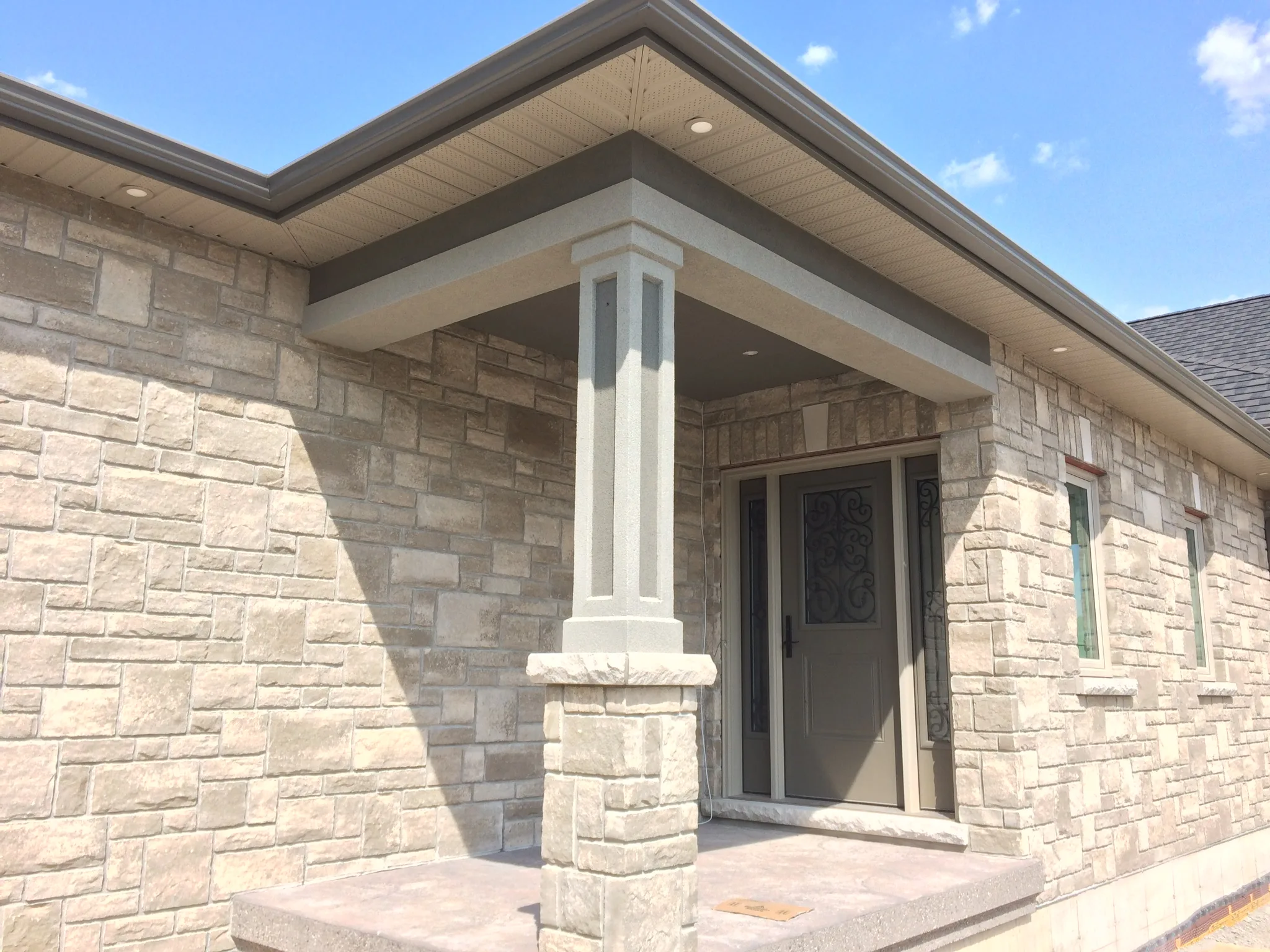 Stucco column porch detail — Port Dover, Norfolk County