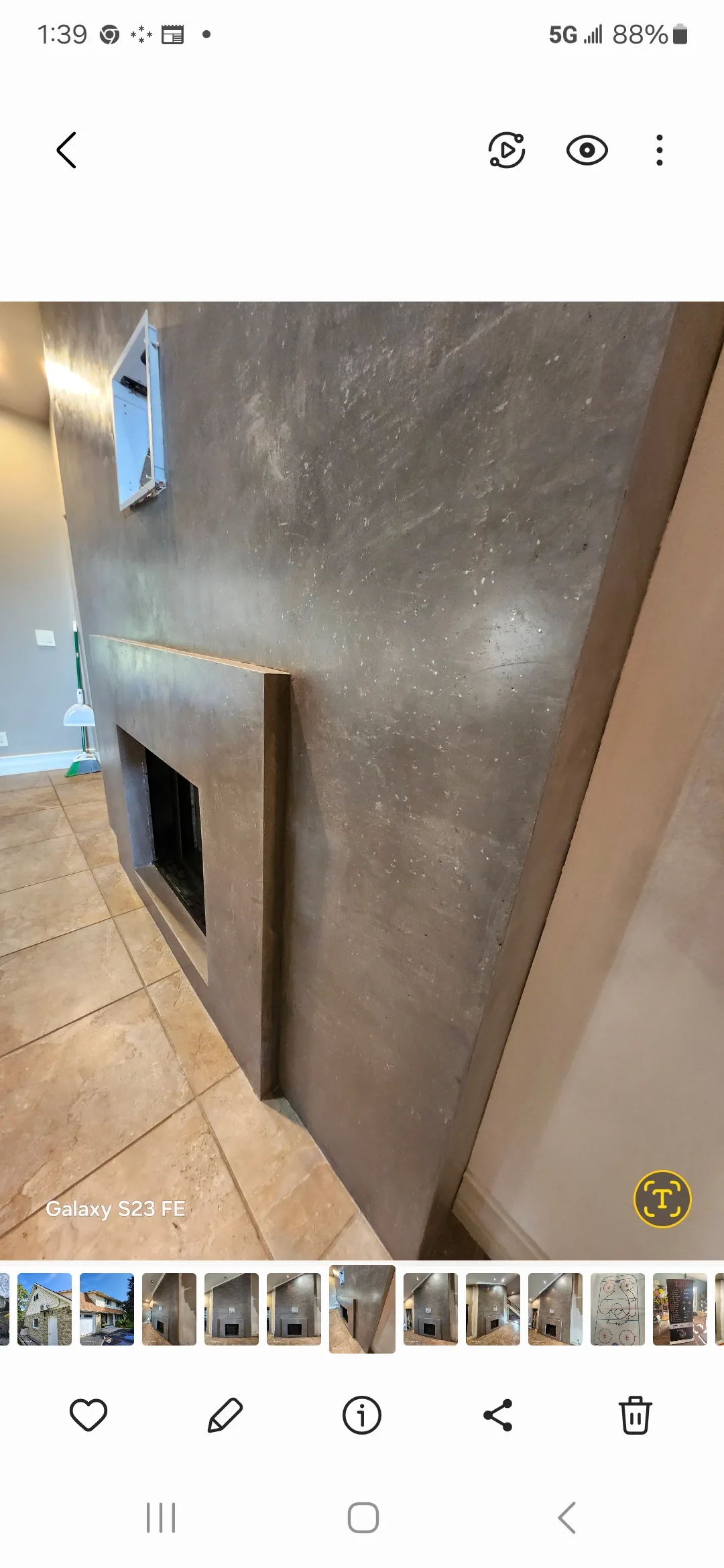 Decorative plaster and concrete fireplace feature wall, Norfolk County