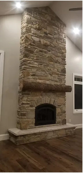 Interior stone fireplace installation — Norfolk County