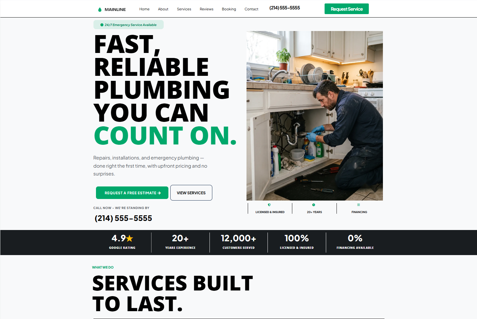 Plumber website booking app