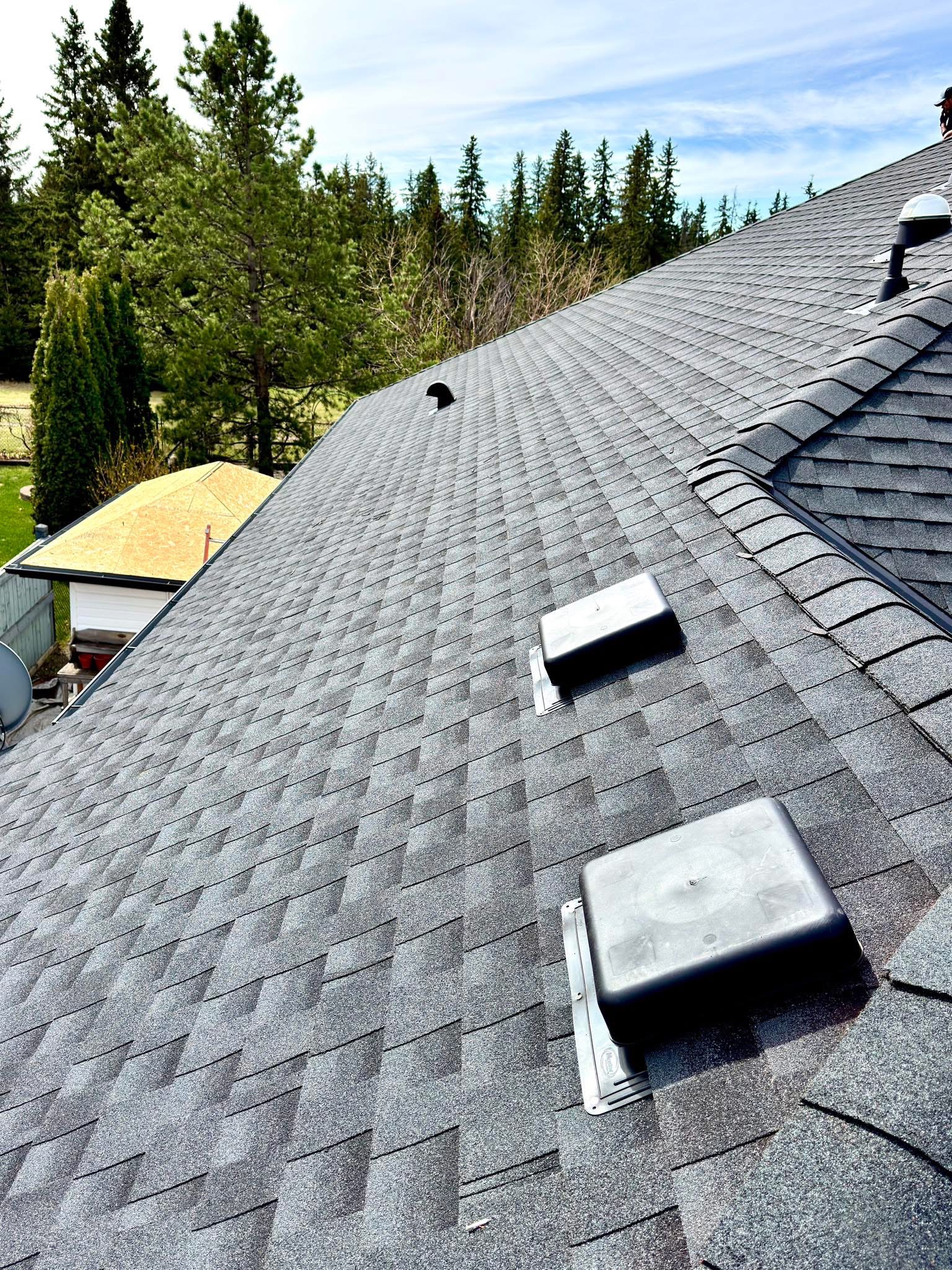 Close detail of freshly installed shingle rows