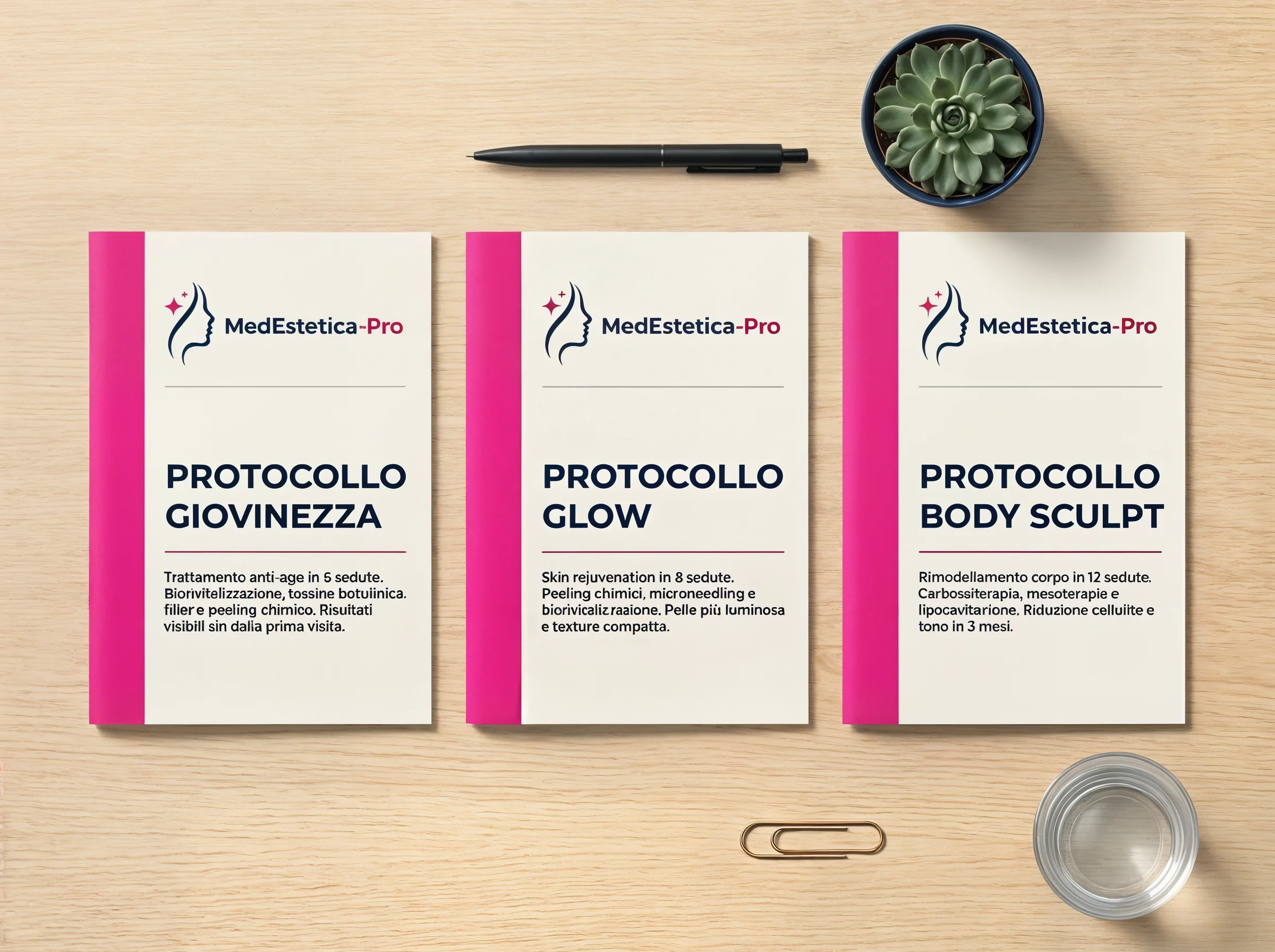 Protocolli di trattamento Giovinezza, Glow e Body Sculpt per studio di medicina estetica