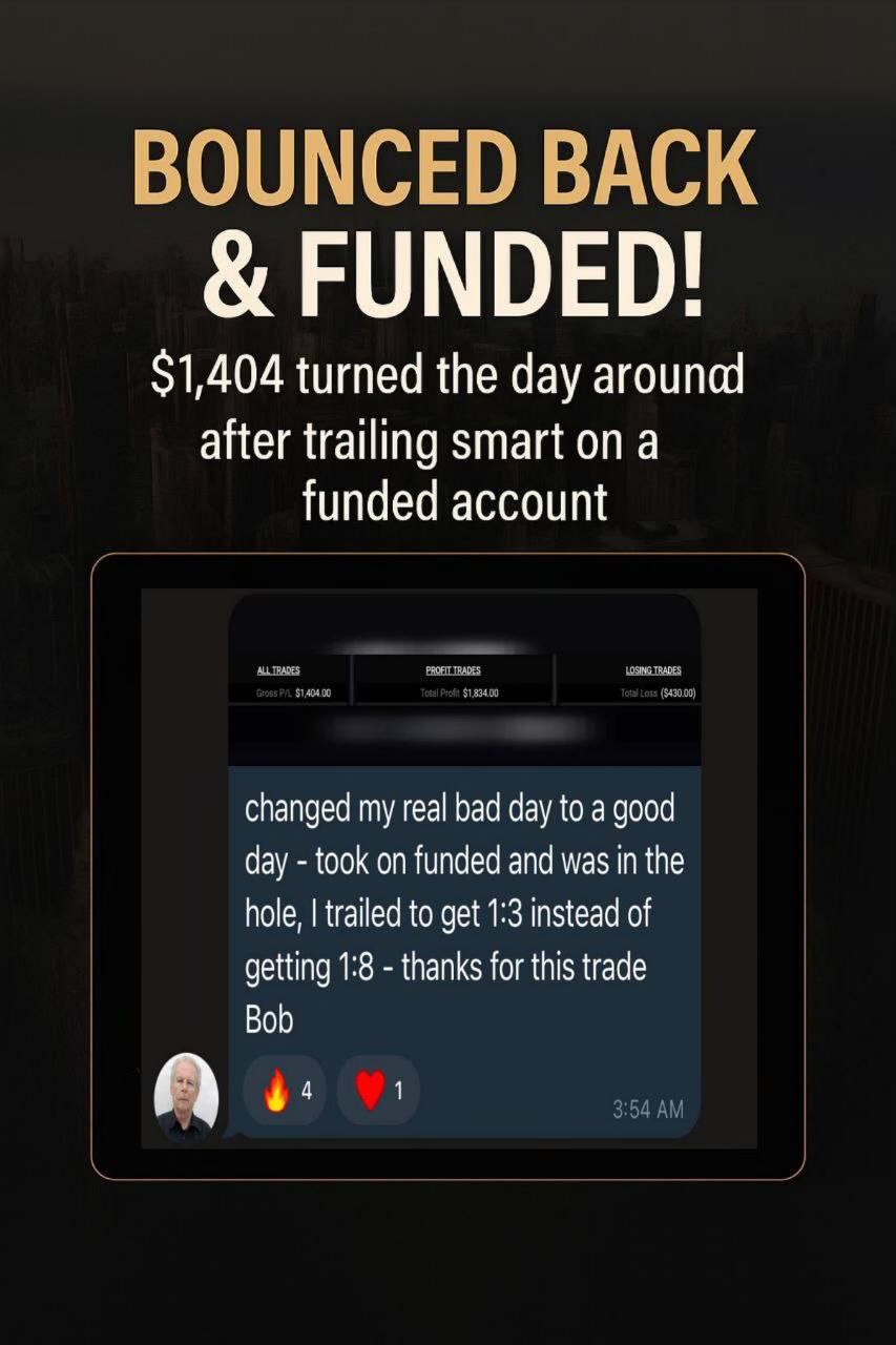 Bounced back and funded: $1,404 turned the day around after trailing smart on a funded account