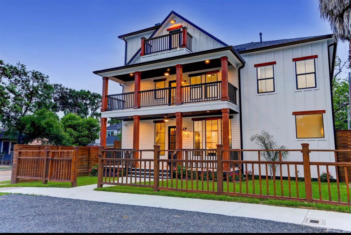 Custom three-story home exterior Houston