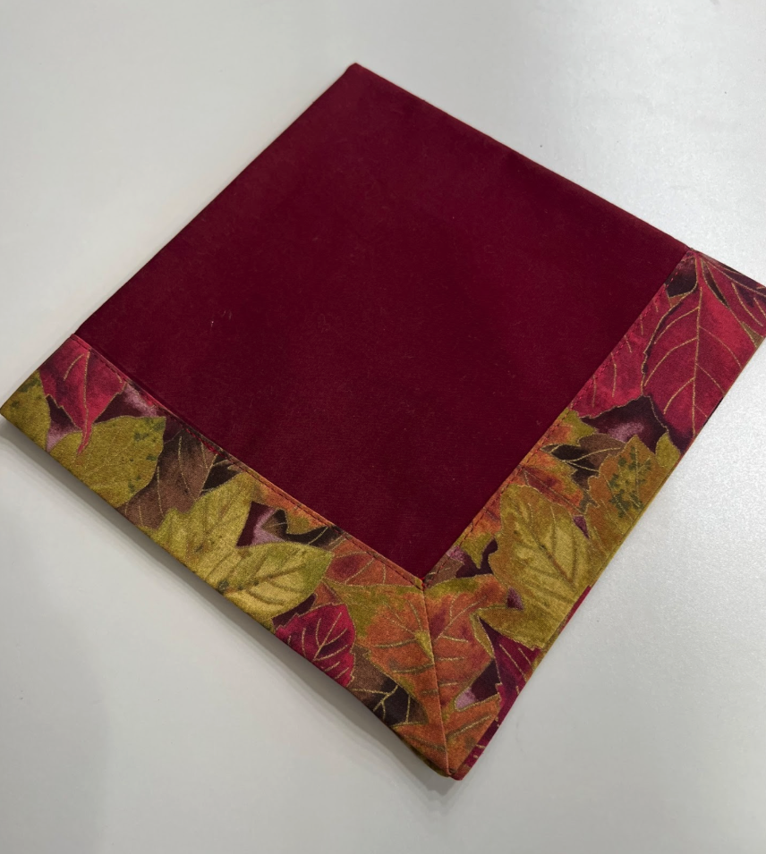 Mitered napkins and gathered ring project