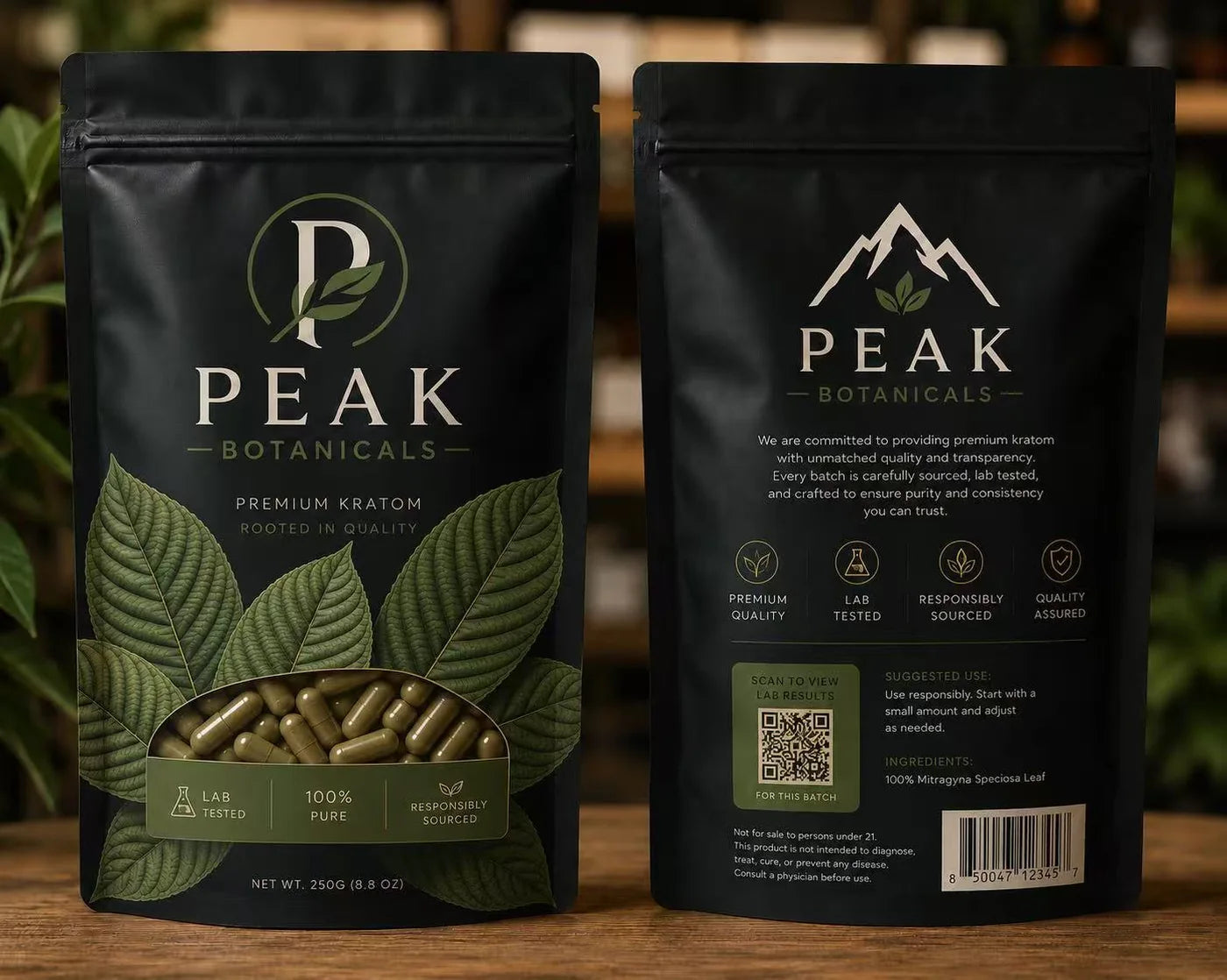 Peak Botanicals kratom pouches