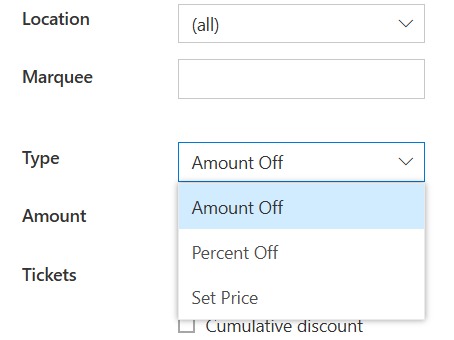 The three choices in the Type box