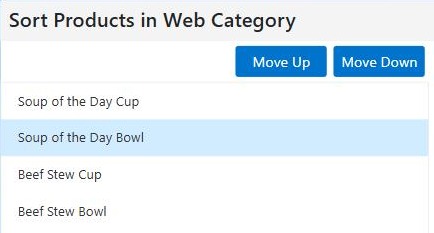 Sorting the products in Soups so cups come before bowls