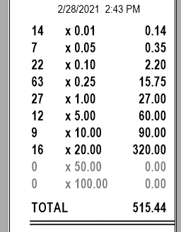 The printed count slip