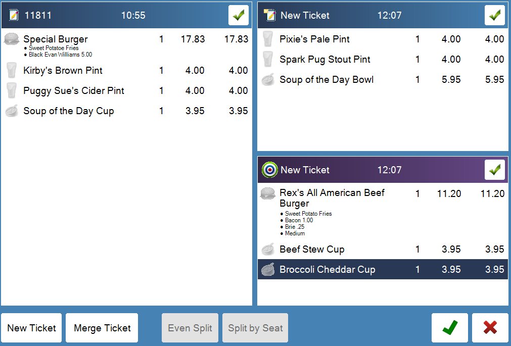 One ticket split into three