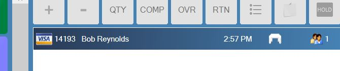 The card symbol on the ticket shows it is a pre-auth tab