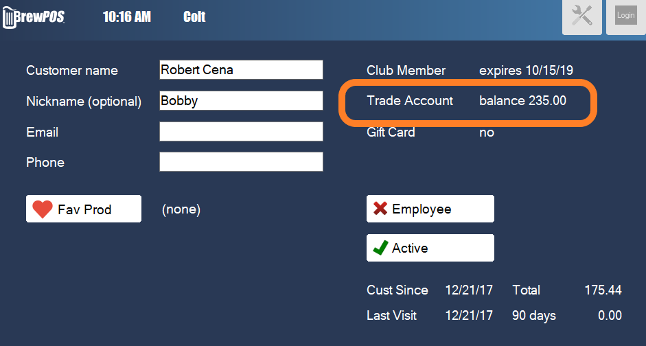 This customer has 235.00 on their trade account