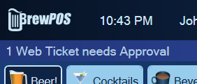 The banner that tells staff a web order is waiting
