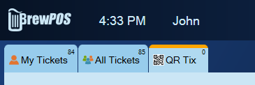 The QR Tix tab beside My Tickets and All Tickets