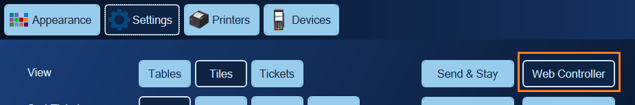 The Web Controller button, far right