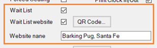 The three wait list settings: Wait List, Wait List website and Website name