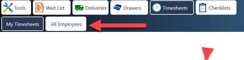 The choice between My Timesheets and All Employees
