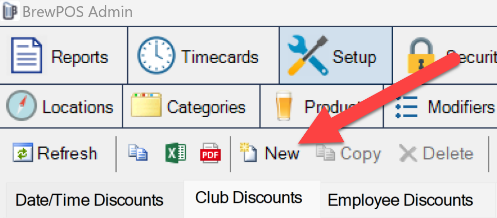 The Admin toolbar with New, Copy and Delete
