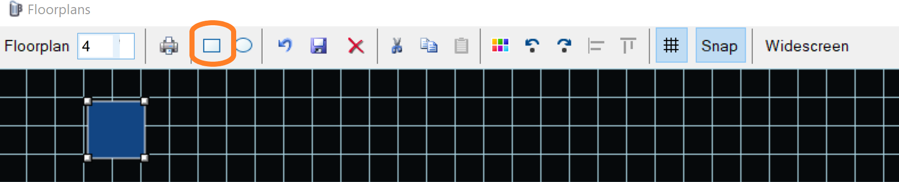 The rectangle and circle buttons add a table