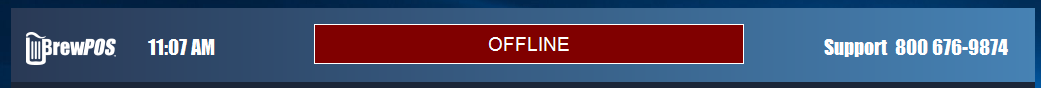 The bar at the top of the POS screen with OFFLINE in a red box