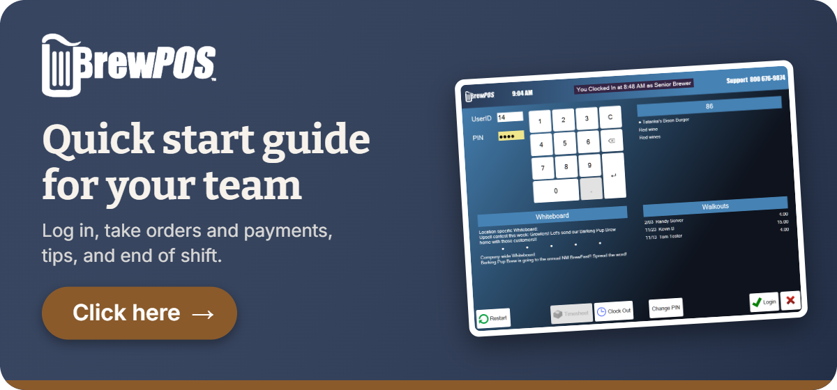 BrewPOS quick start guide for your team. Click here to open it