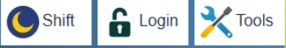 Login sits between Shift and Tools