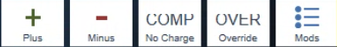 Plus, Minus, Comp, Over and Mods, above the ticket