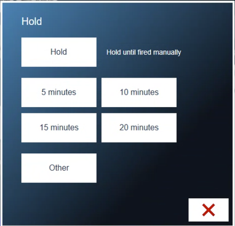 Hold until fired, or hold for a set time