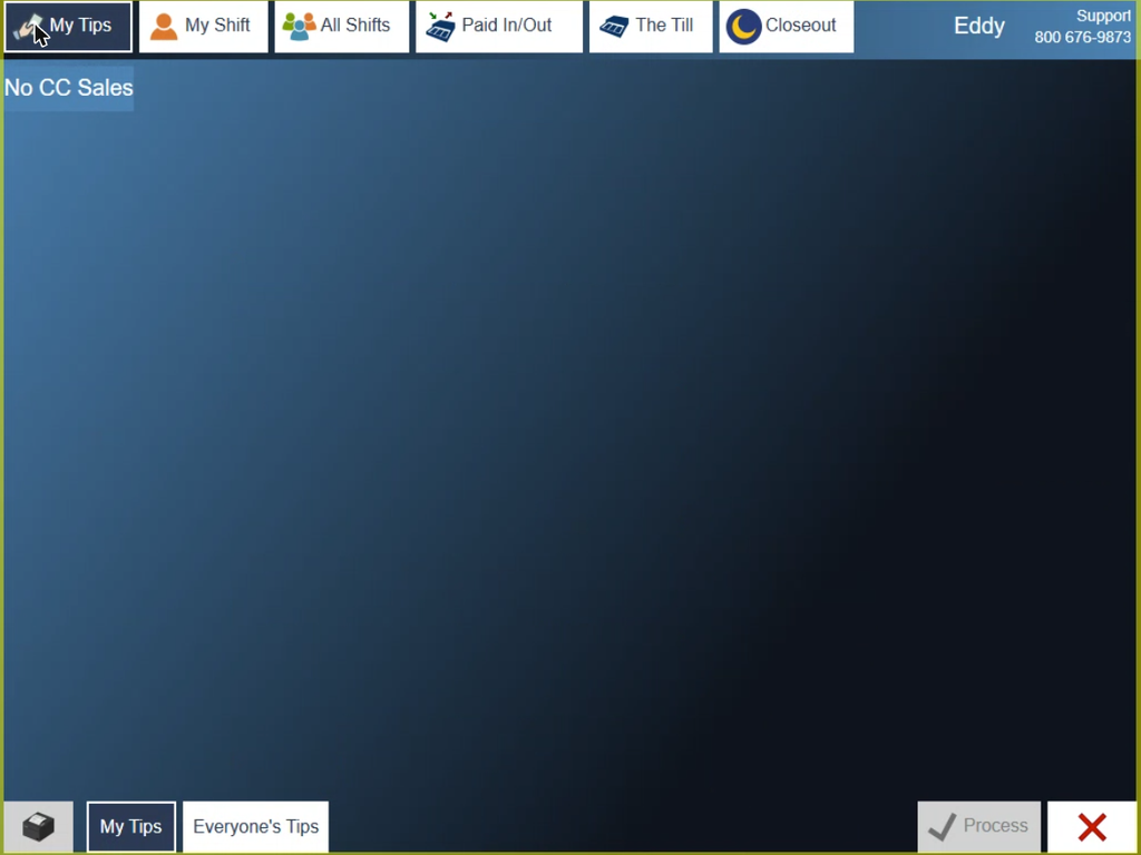 The My Tips tab, which lists card payments with the tip on each