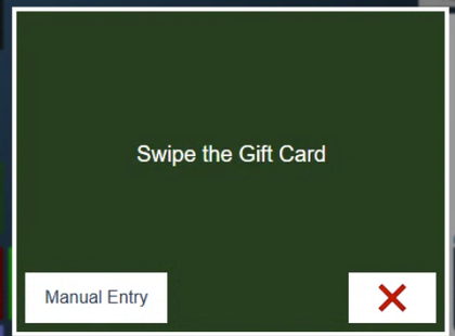 Swipe the card, or tap Manual Entry to type its number