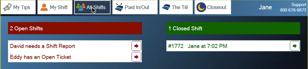 Two open shifts and one closed one