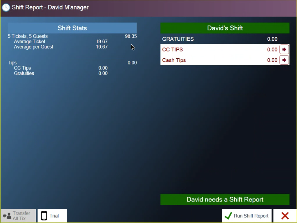A manager working on David's shift