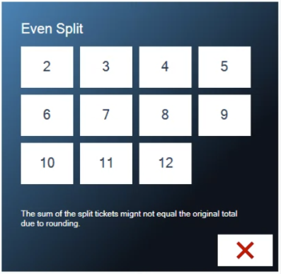 The Even Split screen with buttons for 2 to 12 guests