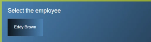 The Select the employee screen with one name to pick