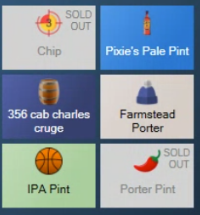 A menu tile greyed out with SOLD OUT in the corner