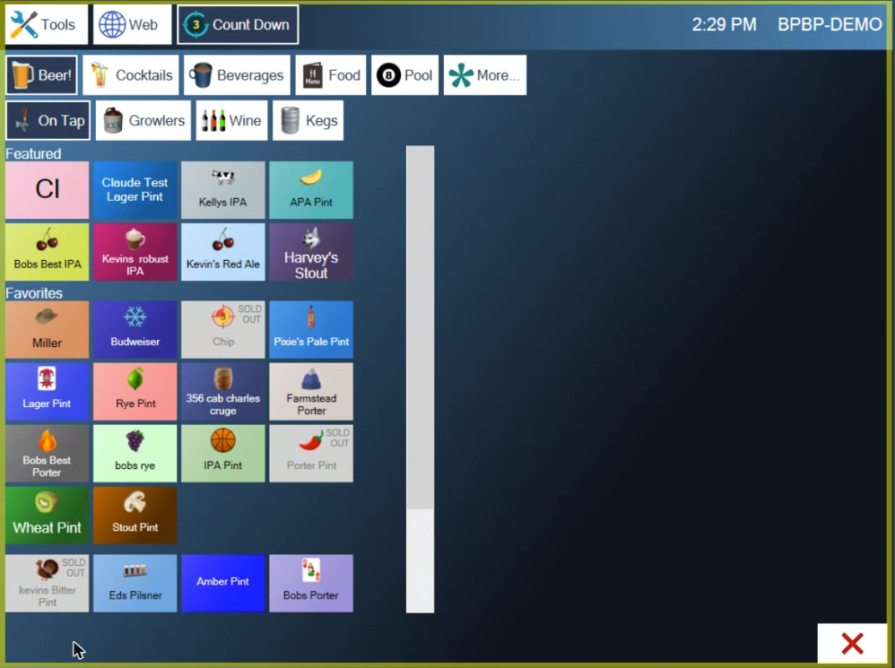 The menu shown by Add a Product, ready to pick the item that has run out