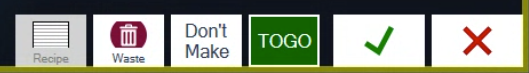 The bottom of the modifier screen with the TOGO button turned green