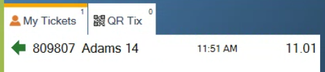 A to-go ticket in the ticket list, with a green arrow in front of it
