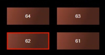 Four table tiles, with table 62 outlined in red