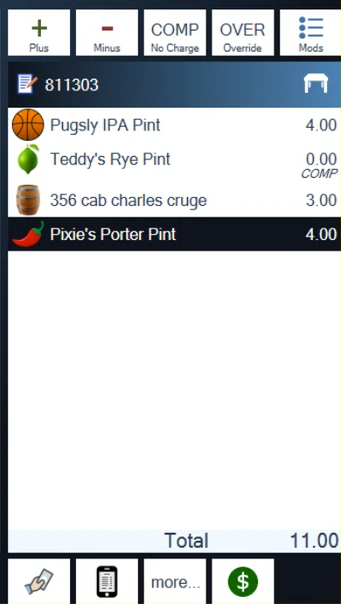 Teddy's Rye Pint, comped