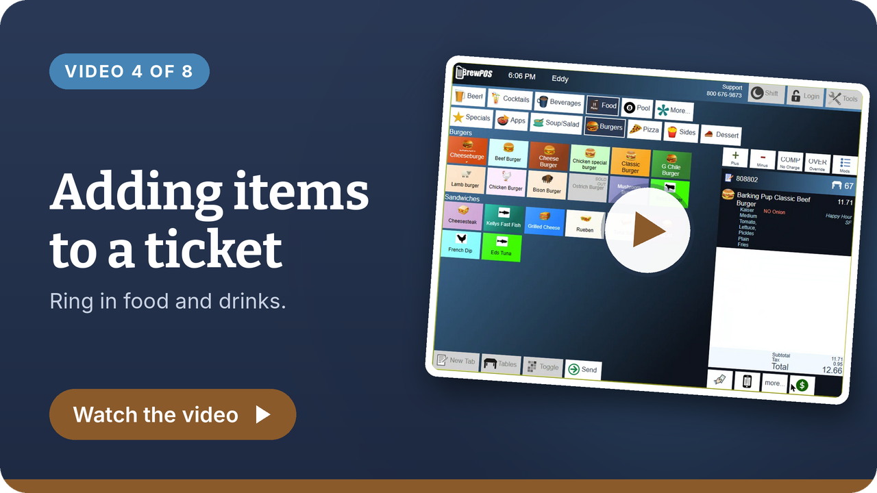 Video 4 of 8: Adding items to a ticket