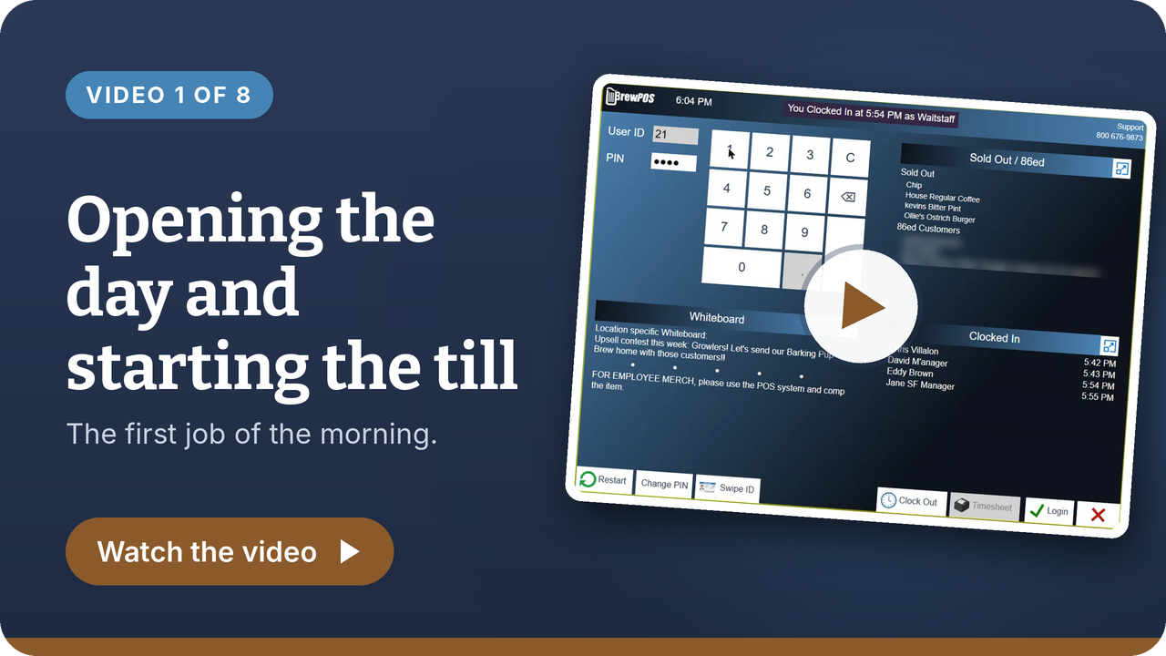 Video 1 of 8: Opening the day and starting the till
