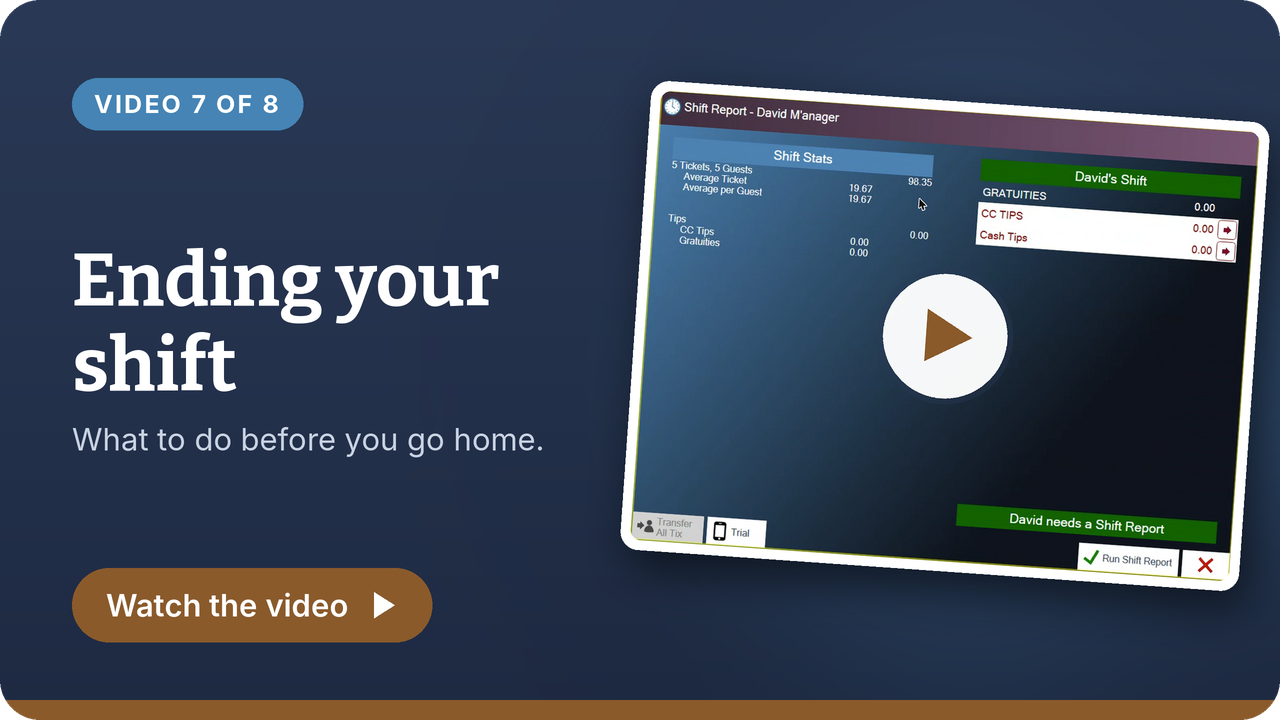 Video 7 of 8: Ending your shift