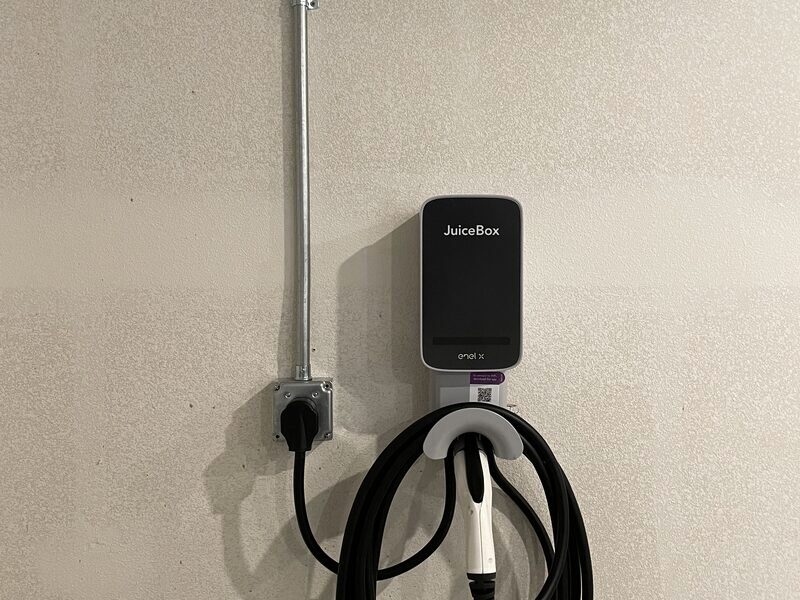 JuiceBox EV charger mounted with a disconnect