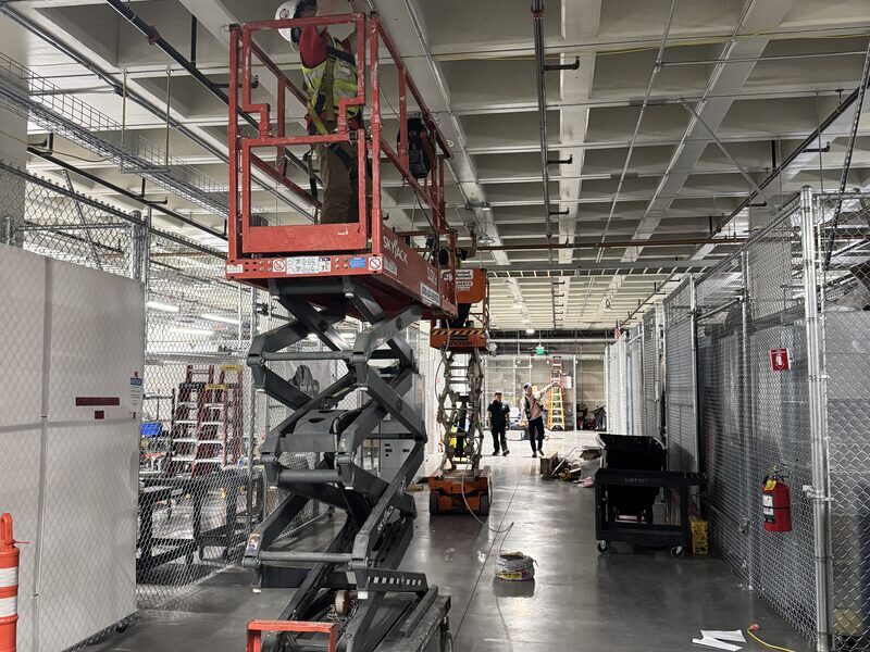 Commercial interior build out with electrical rough in underway