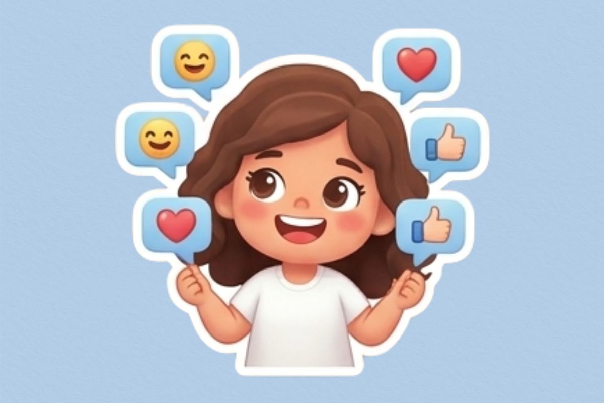 Illustration d’une assistante virtuelle souriante recevant des réactions positives, symbolisant le développement de la confiance au début de son activité.