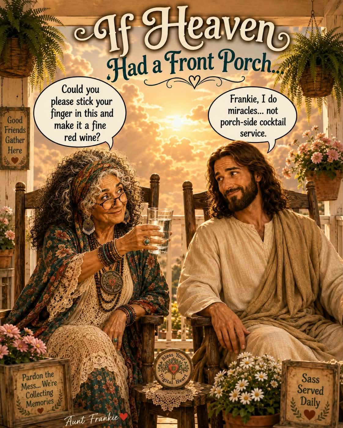 Aunt Frankie imagines heaven with a front porch