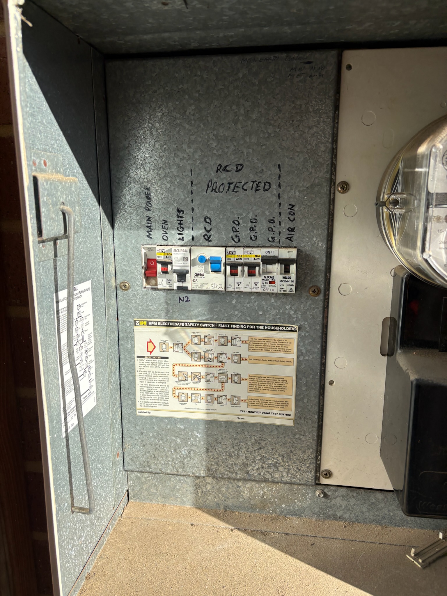 Old outdated switchboard with fuses, Perth home