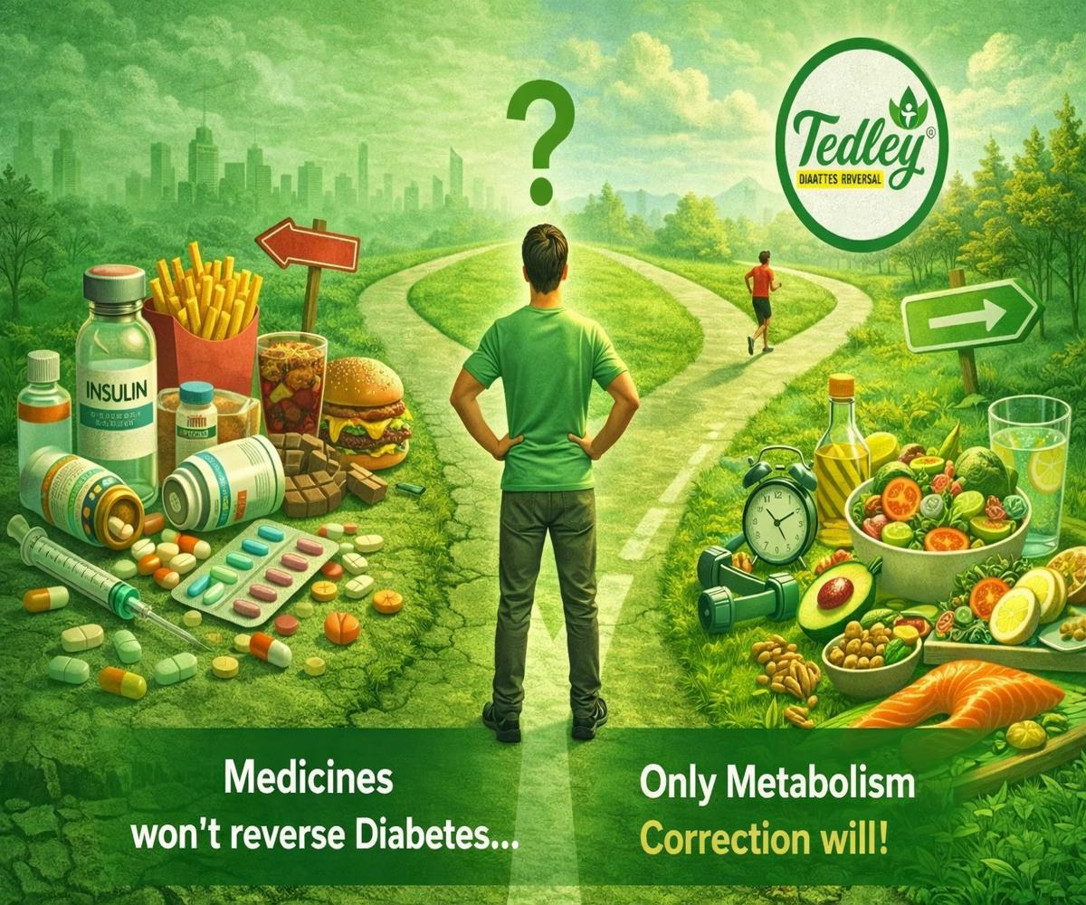 Diabetes reversal without medicine metabolism correction lifestyle change in Telugu Tedley